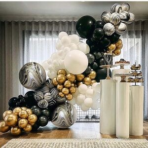 💜 Black and Gold Balloon Arch Garland Kit-2025 New Years Balloons NYE Party